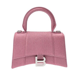 BALENCIAGA Hourglass XS Pink Canvas Handbag